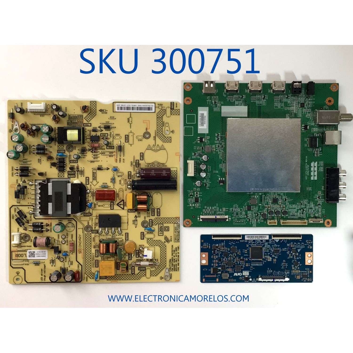 KIT DE TARJETAS PARA TV TOSHIBA / MAIN 691V0G00350 / VTV-L55731 / FUENTE PK101W1700I / FSP117-4FS02 / T-CON 5543T10C03 / 55T32-C0F CTRL BD / DISPLAY T430QVN03.0 / PANEL K430WDRD-UF300AA / MODELO TF-43A810U21